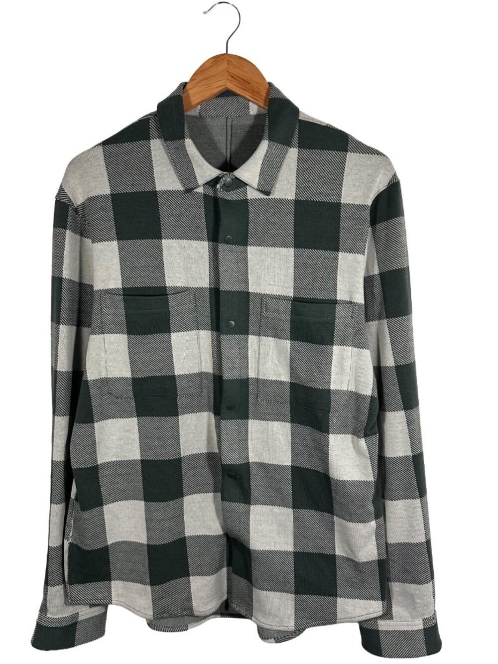Lululemon M3FELS Soft Knit Overshirt Plaid Green/White Size Mens L